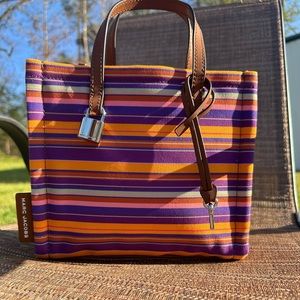Marc Jacobs Mini Grind Purple Striped Canvas Tote NWT
